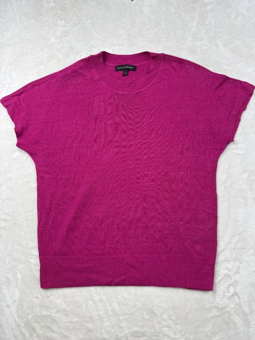 Banana Republic Womens XS Magenta Sweater Knit Dolman Short Sleeve Top